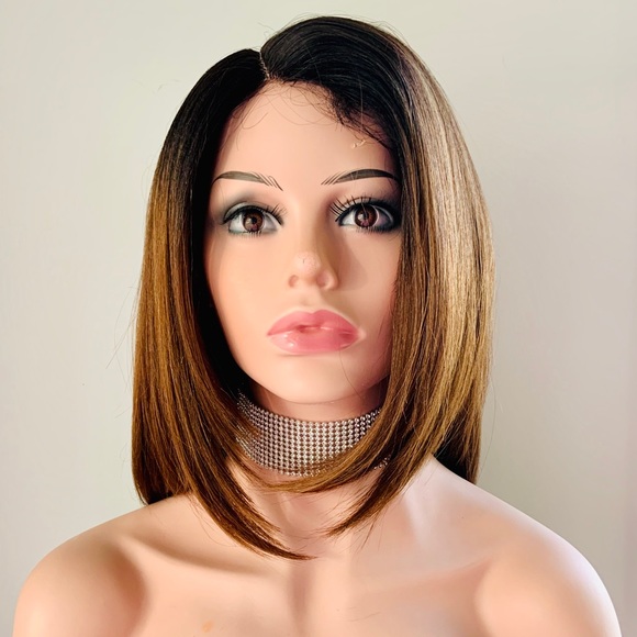 Ombre Brown “Put On & Go” Premium Fiber Wig for Daily Wear or Events - Picture 4 of 7